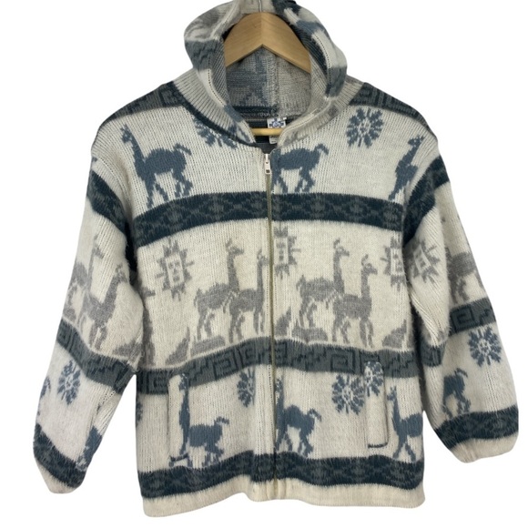 ANDINGS Artesani llamas Wool Full zip hoodie (8 boys) - Picture 1 of 5